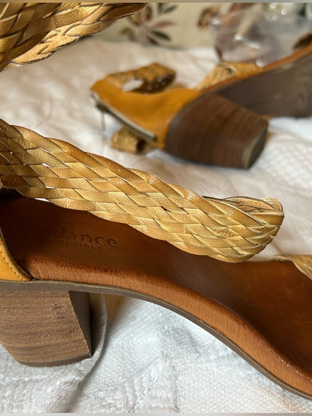 Sundance ❤️ Italian Leather Braided Ankle-Strap Heeled Sandals size EU 42, US 11 - Picture 4 of 12
